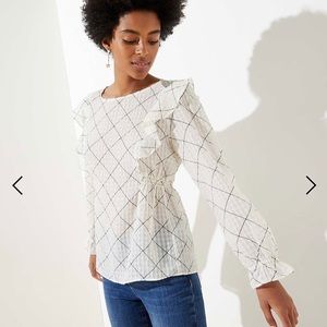 Loft Plaid Ruffle Blouse